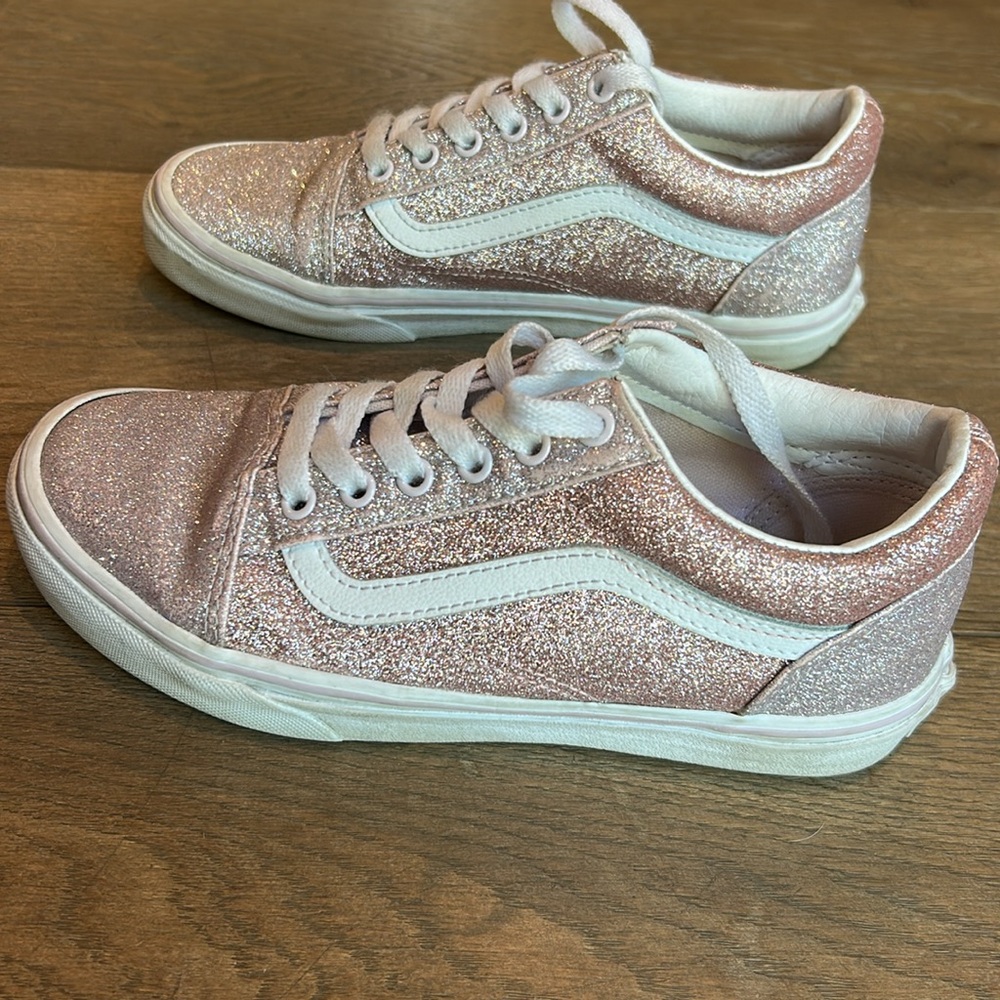 Vans Old Skool Pink Glitter Sneakers | Girls Size 3 - Picture 7 of 12
